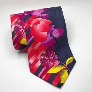 Giorgio Redaelli Gorgeous Colorful Floral Design Silk Tie. Made in Italy